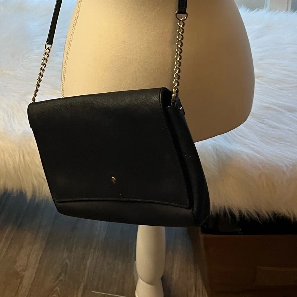 Kate Spade Genuine Saffiano Leather Crossbody Chain Strap Foldover Purse Bag
